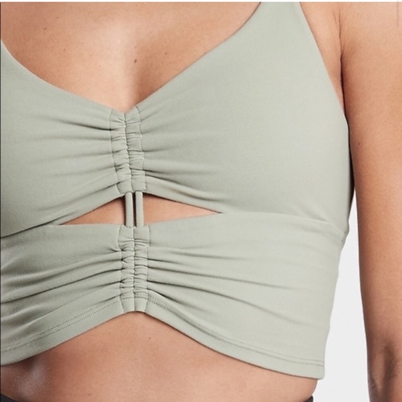 Athleta A-C Cup Cinch Longline Sage Green Sports Bra Small - Picture 3 of 6